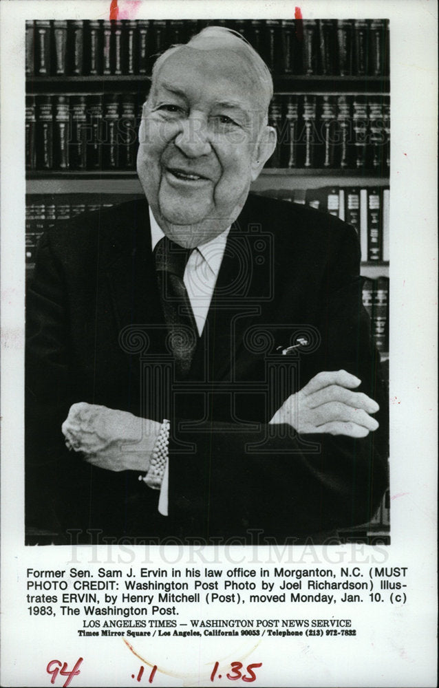 1984 Press Photo Sen. Sam J. Ervin Law Office Morganton - Historic Images