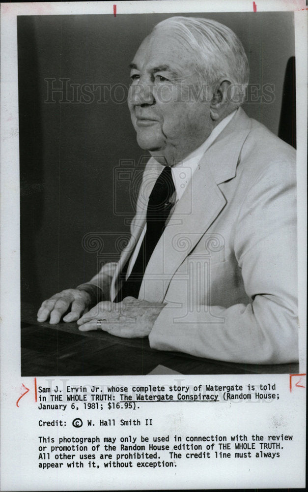 1981 Press Photo Sen Sam Ervin Jr. - Historic Images