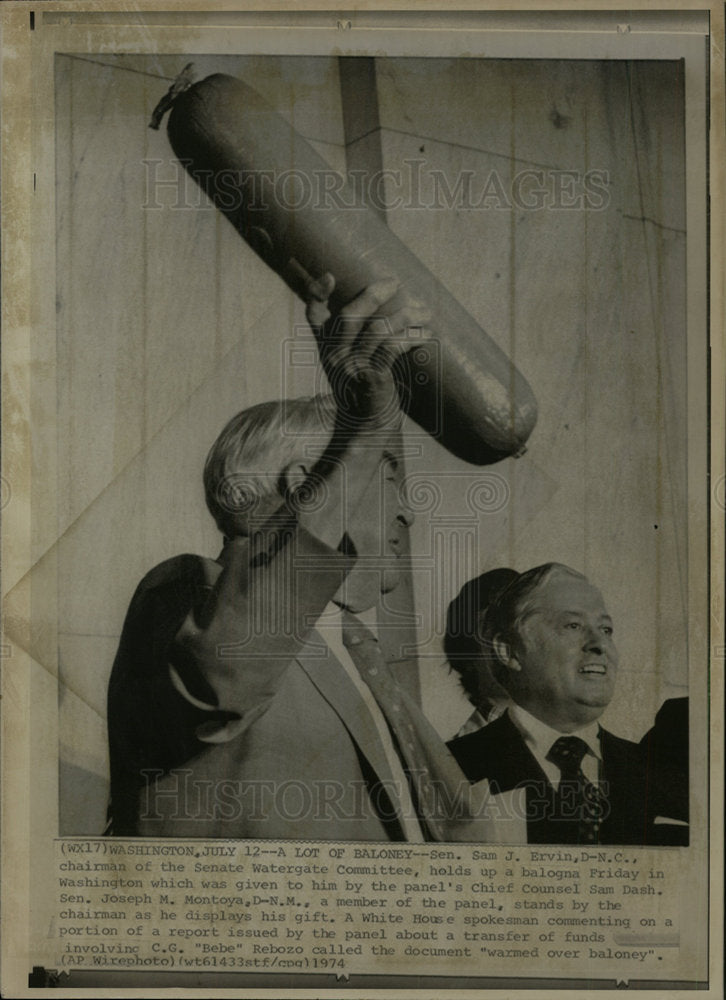 1974 Press Photo Sen Sam Ervin Watergate Committee - Historic Images