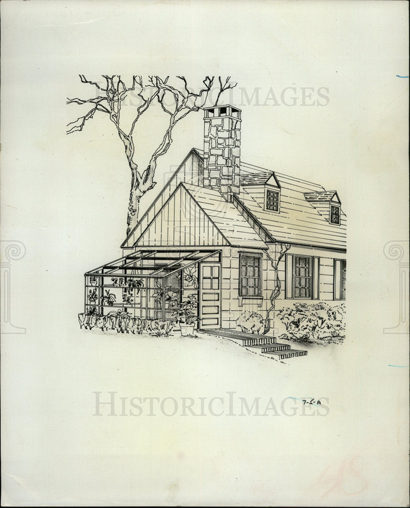 1965 Press Photo House Drawing Solarium - Historic Images