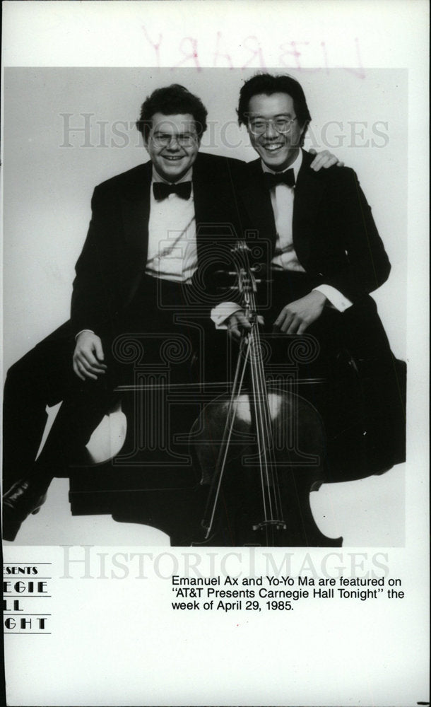 1985 Press Photo Emanuel Ax Yo-Yo Ma Carnegie Hall Toni - Historic Images
