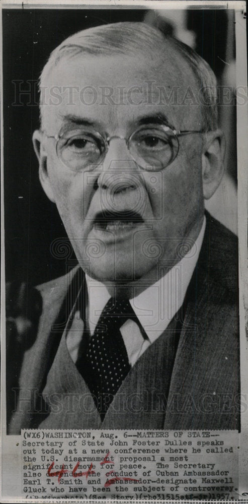 1957 Press Photo John Foster Dulles Secretary of State - Historic Images