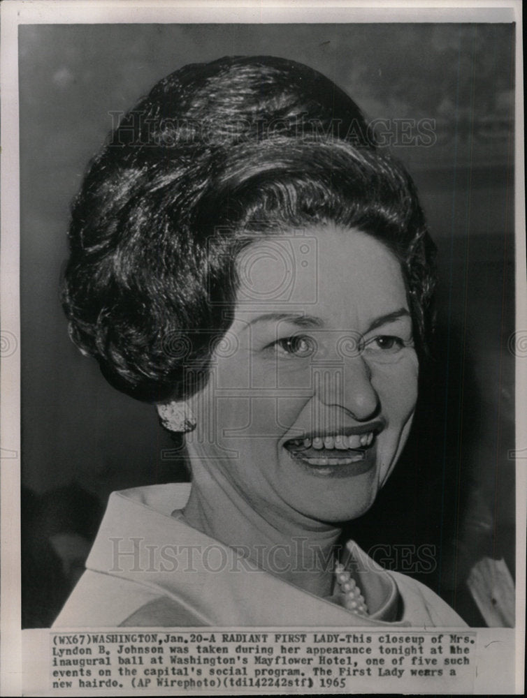 1965 Press Photo Mrs. Lyndon B. Johnson Inaugural Ball - Historic Images