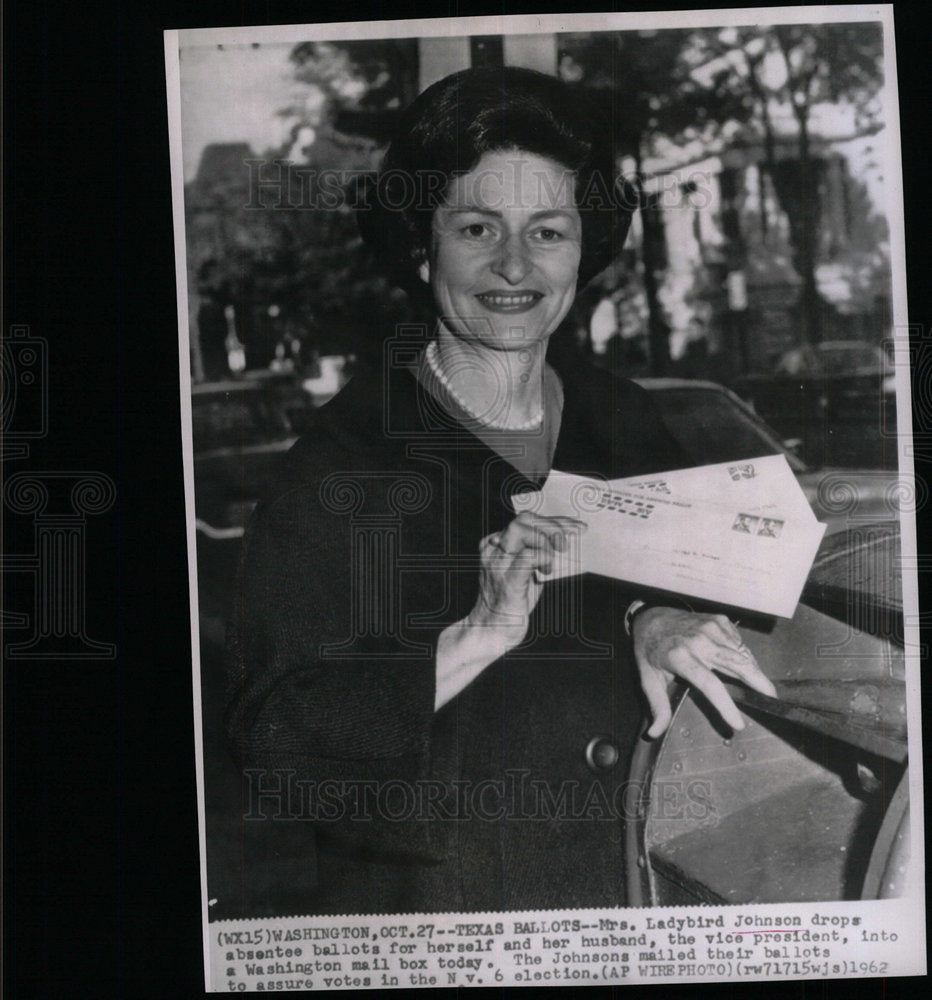 1962 Press Photo 1st Lady Mrs Ladybird Johnson - Historic Images