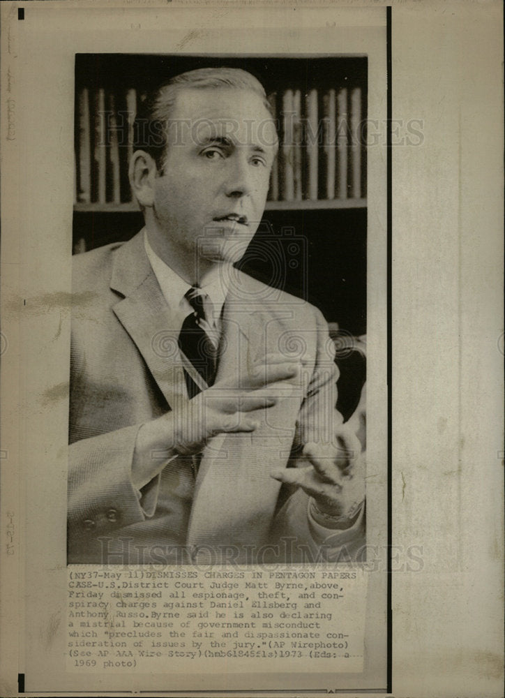 1973 Press Photo U.S. District Court Judge Matt Byrne - Historic Images