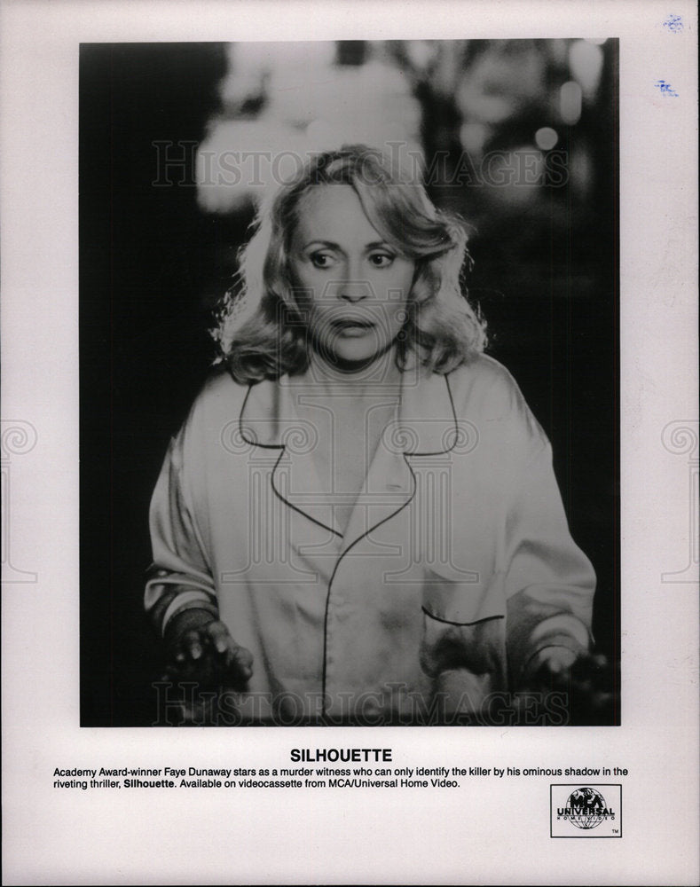 1991 Press Photo Faye Dunaway Actress Silhouette - Historic Images