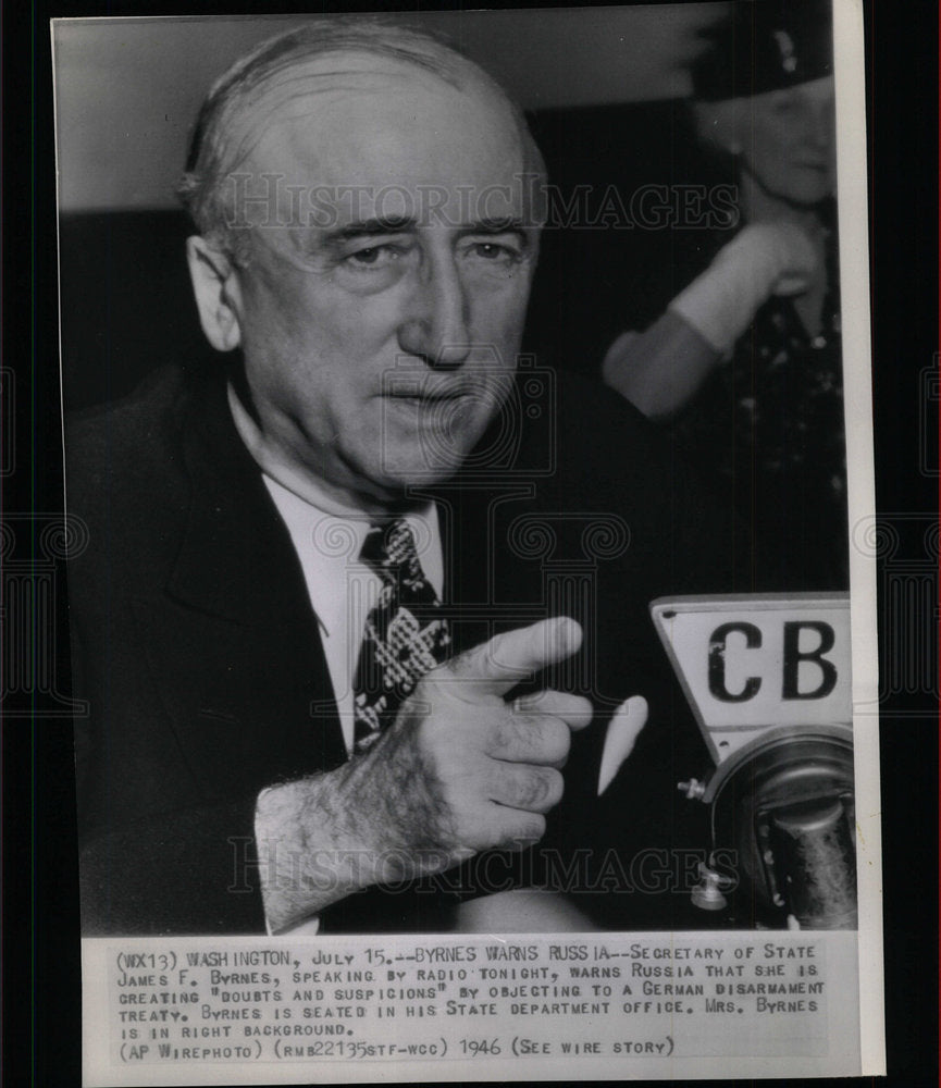 1946 Press Photo Sec. of State James F. Byrnes - Historic Images