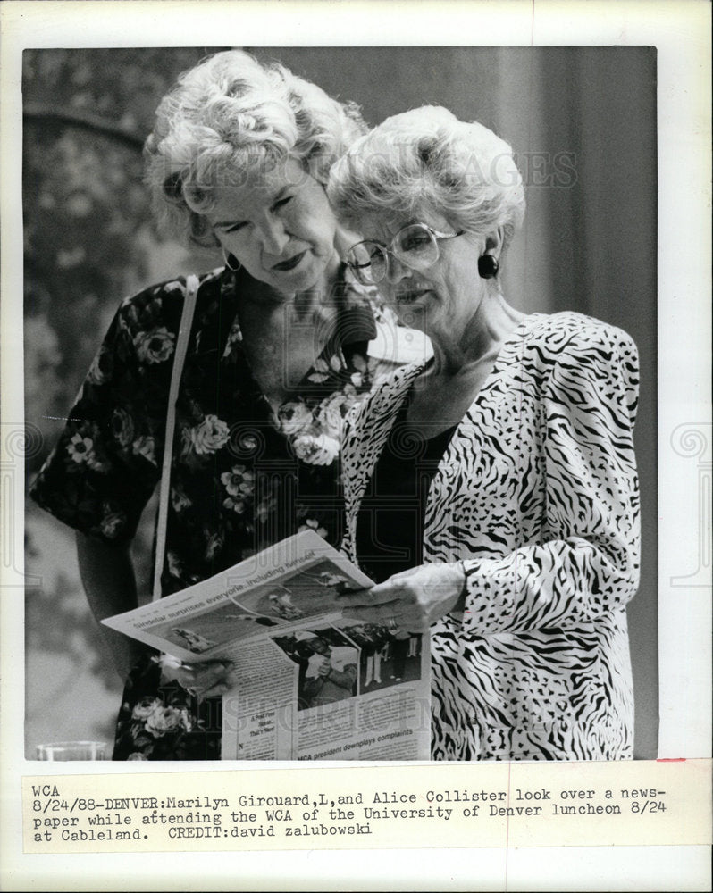 1988 Press Photo Marilyn Girouard/A. Collister/Denver - Historic Images