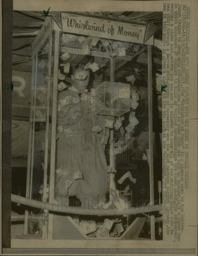 1967 Press Photo Whirlwind of Money Saharatahoe Casino - Historic Images