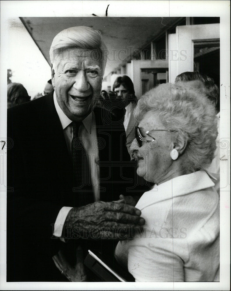 1987 Press Photo U.S. politician Tip O&#39;Neill, Michigan - Historic Images