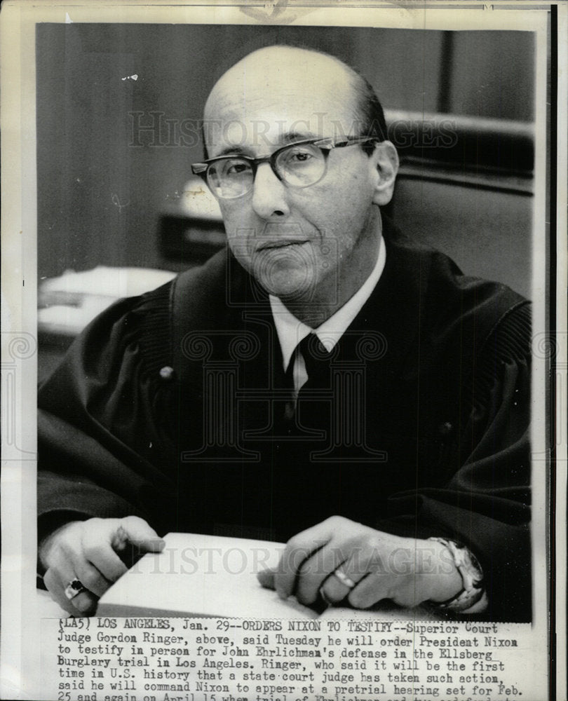 1974 Press Photo Superior Court Judge Gordon Ringer - Historic Images
