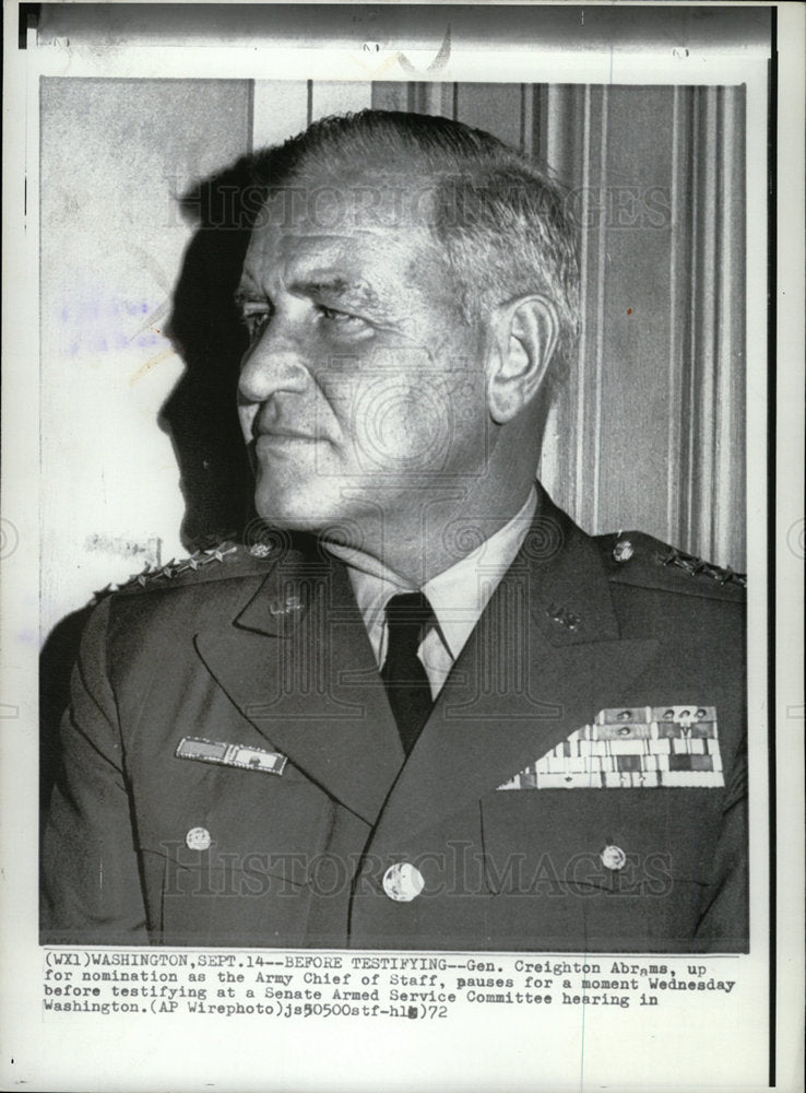 1972 General Greighton Abrams Army Chief - Historic Images