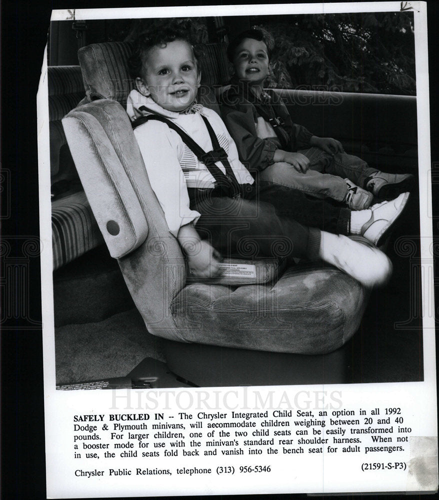 1991 Press Photo The Chrysler Integrated Child Seat - Historic Images