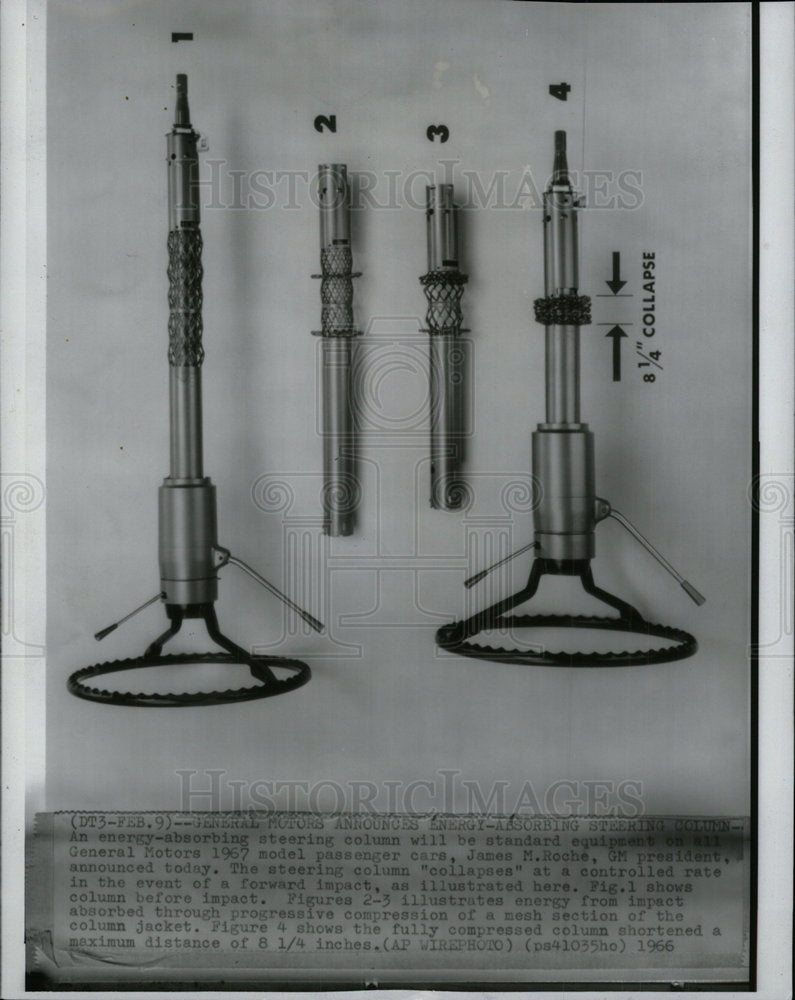 1966 Press Photo General Motors Steering Columns - Historic Images