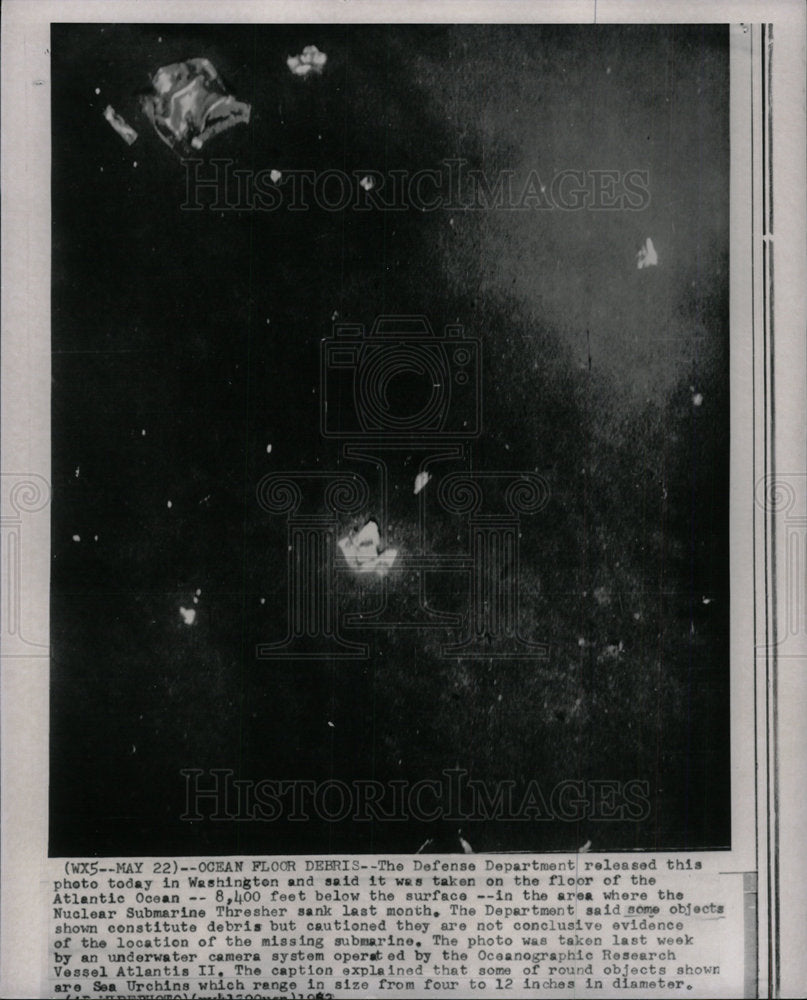 1963 Press Photo Ocean Floor Missing Submarine Thresher - Historic Images