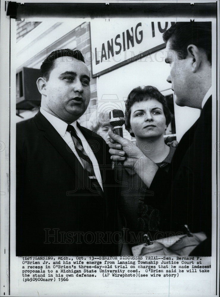 1966 Press Photo Michigan Senator Bernard O'Brien Jr - Historic Images