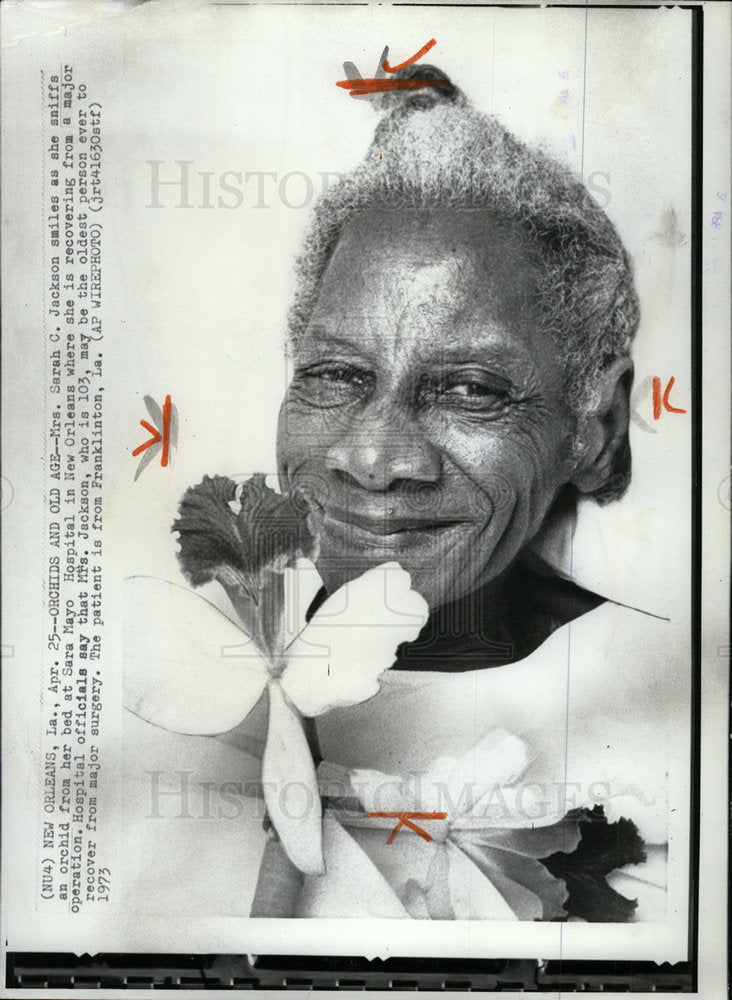 1973 Press Photo Mrs. Sarah C. Jackson New Orleans - Historic Images
