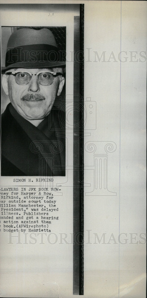 1967 Press Photo Simon Hirsch Rifkind Federal Judge - Historic Images