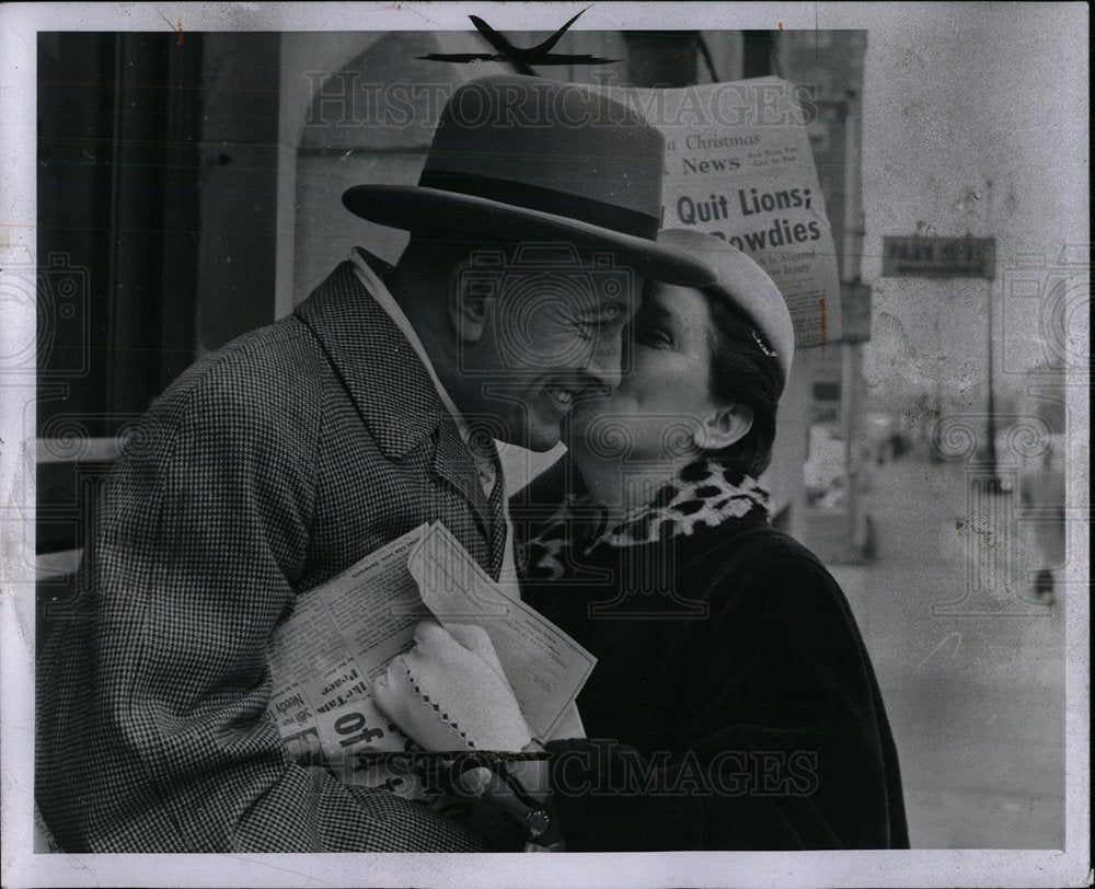 1956 Press Photo Mrs. Becker Kisses Frank Becker - Historic Images