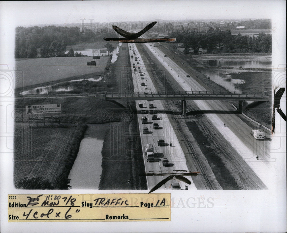 1974 Press Photo Traffic/I-75 Highway/Michigan - Historic Images