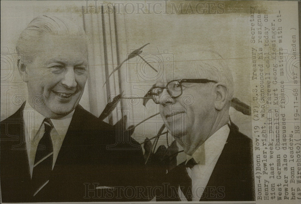 1968 Press Photo West German Chancellor Kurt George  - Historic Images