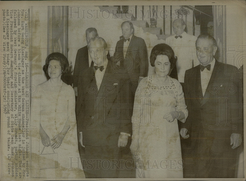 1967 Press Photo Mrs. Kurt Kiesinger/President Johnson - Historic Images