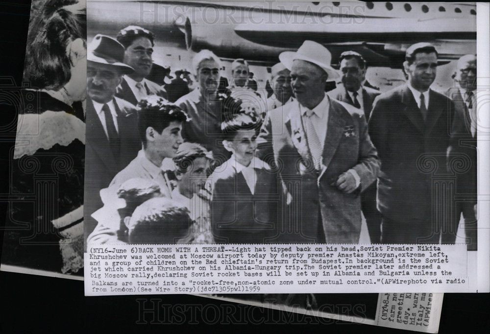 1959 Press Photo Nikita Khrushchev Soviet Premier visit - Historic Images