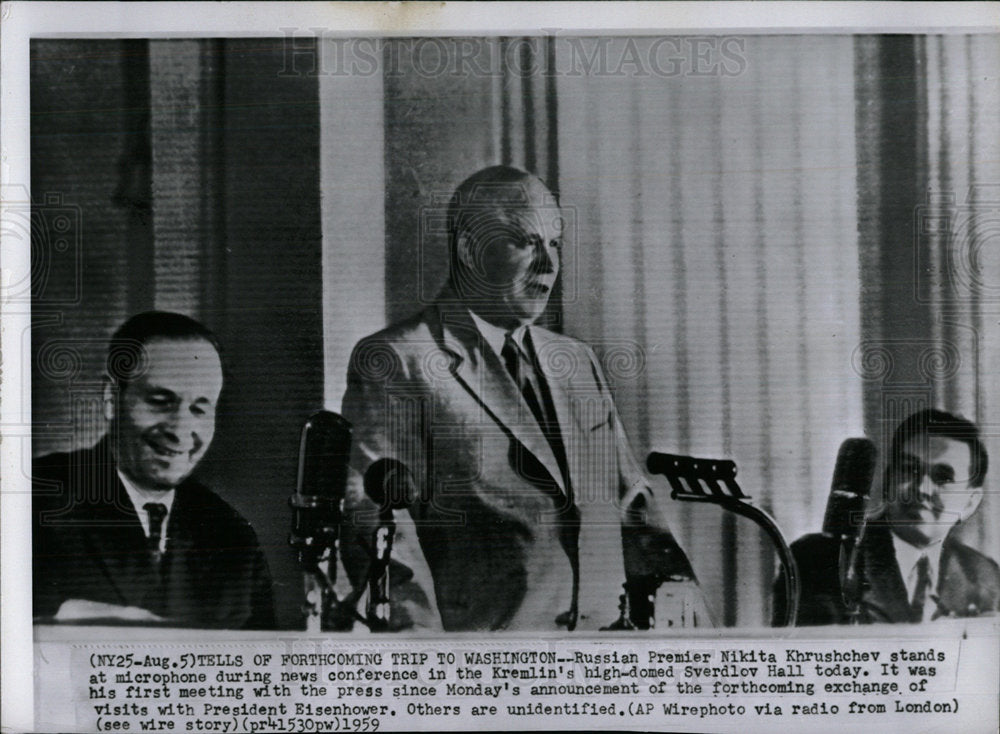 1959 Press Photo Russian Nikita Khrushchev Kremlin Hall - Historic Images
