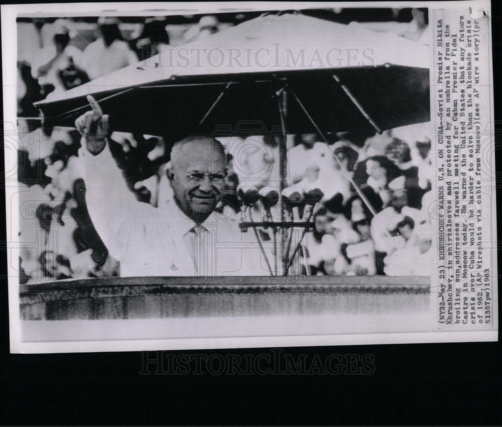 1963 Press Photo Soviet Premiere Nikita Khrushchev Sun  - Historic Images