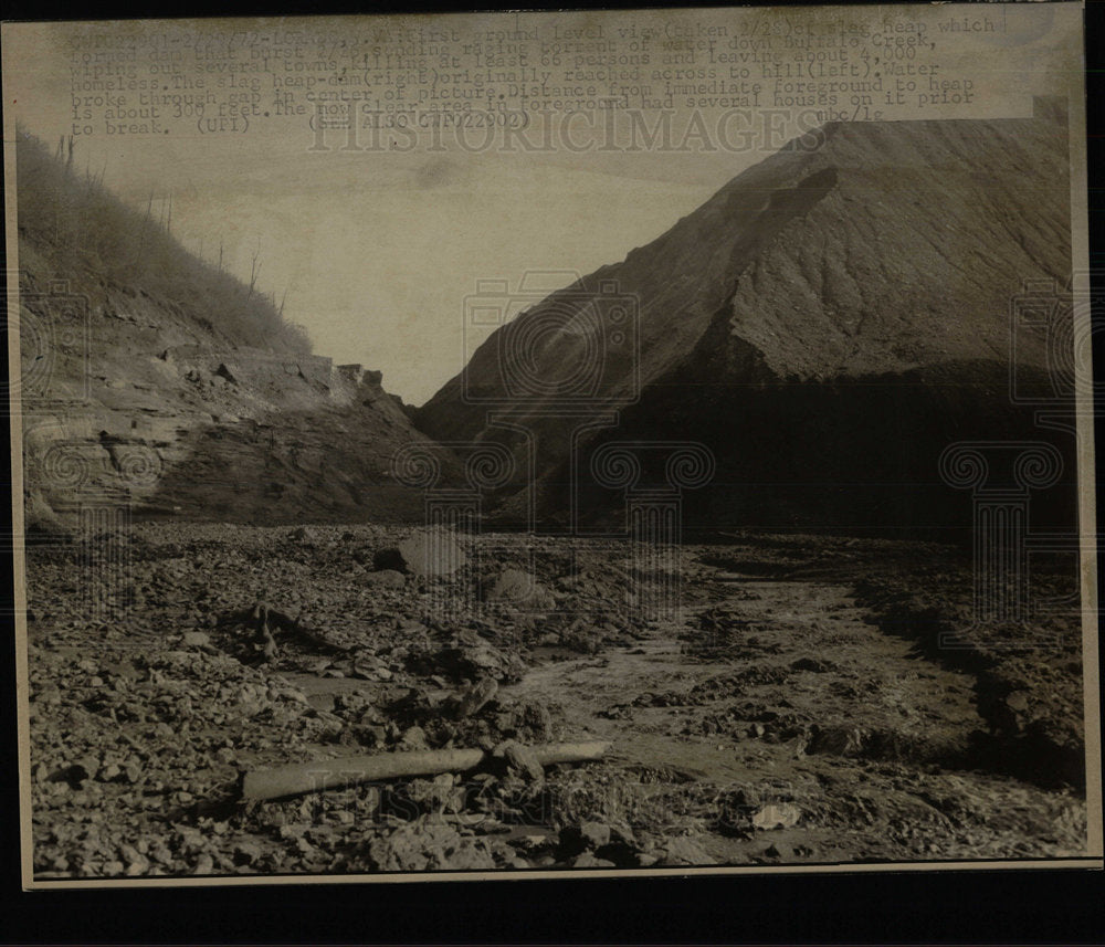 1972 Press Photo Heap dam sand Buffalo creek constructi - Historic Images