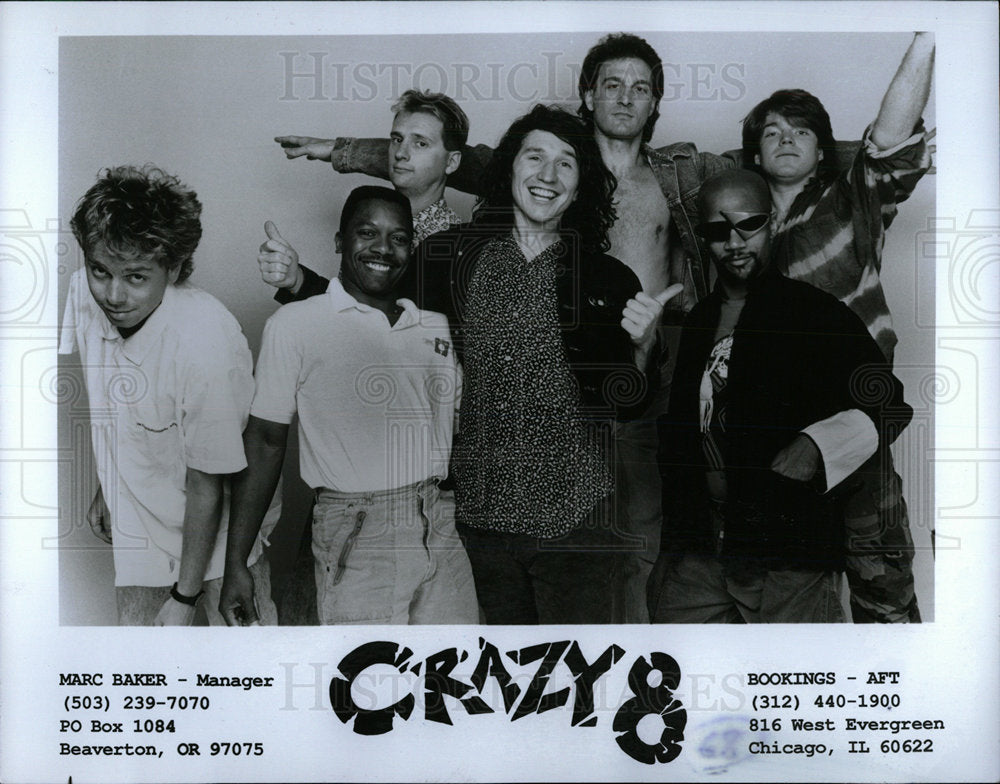 1989 Press Photo Crazy 8 American College Music Band - Historic Images