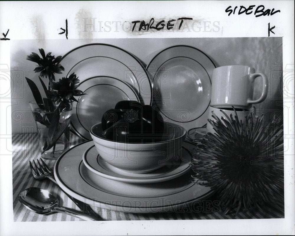 1993 Press Photo Set of Dishes  - Historic Images