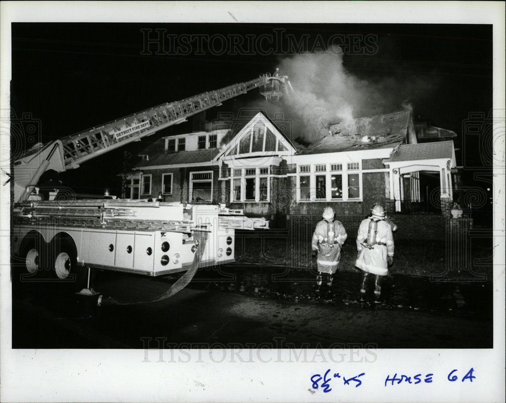 1985 Press Photo House brush Halloween fires Detroit  - Historic Images