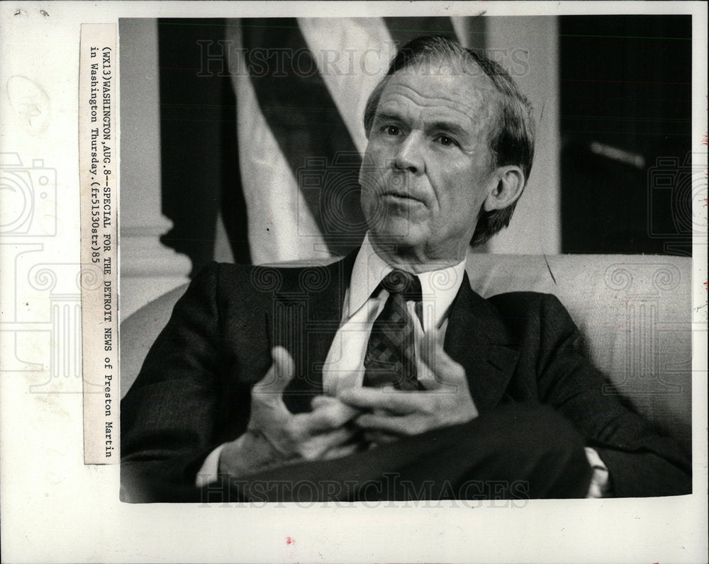 1985 Press Photo Preston Martin, Federal Revenue Dept. - Historic Images
