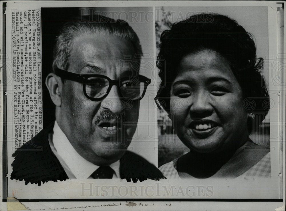 1967 Press Photo General Thurgood Marshall Wife Cecilia - Historic Images