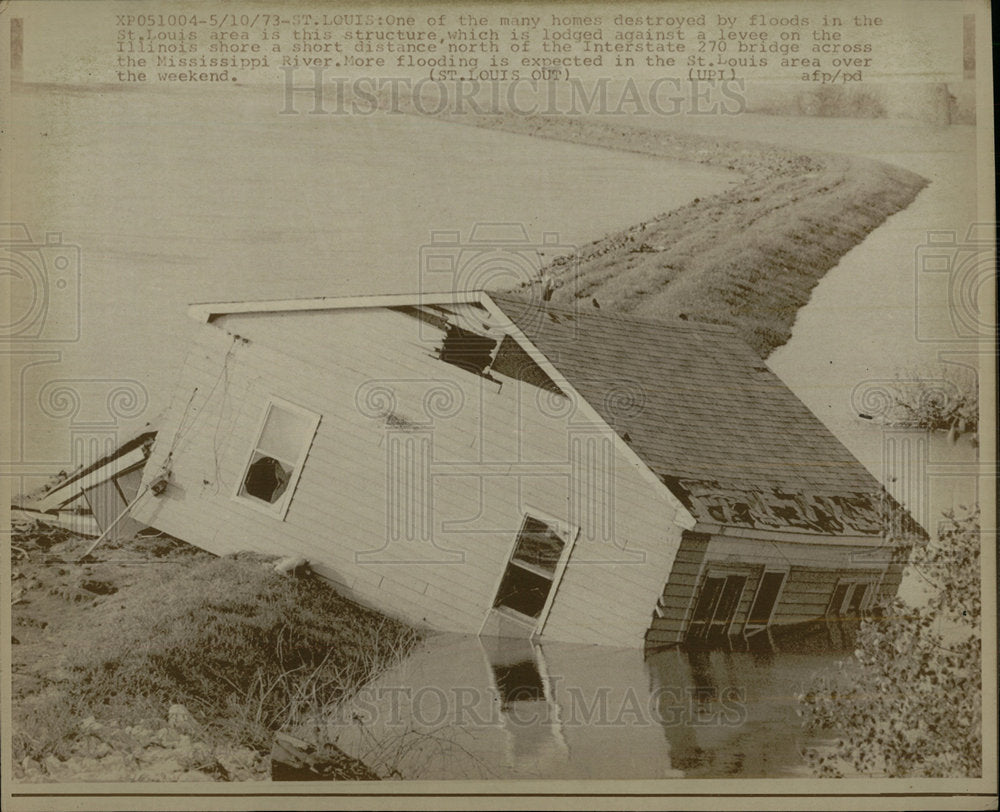1973 Press Photo St Louis area Illinois home flood  - Historic Images
