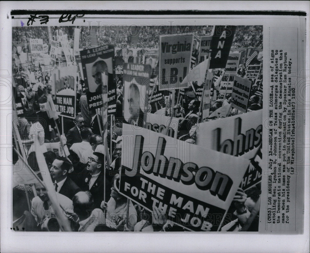 1960 Press Photo Sen Lyndon Johnson Democratic national - Historic Images