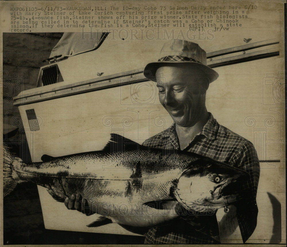 1973 Press Photo Harry Steiner Wins Salmon Derby - Historic Images