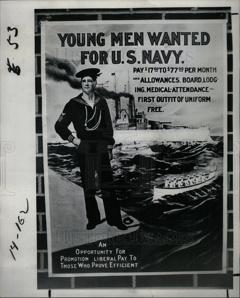 1977 Press Photo Young Man Wanted Poster Military Art  - Historic Images