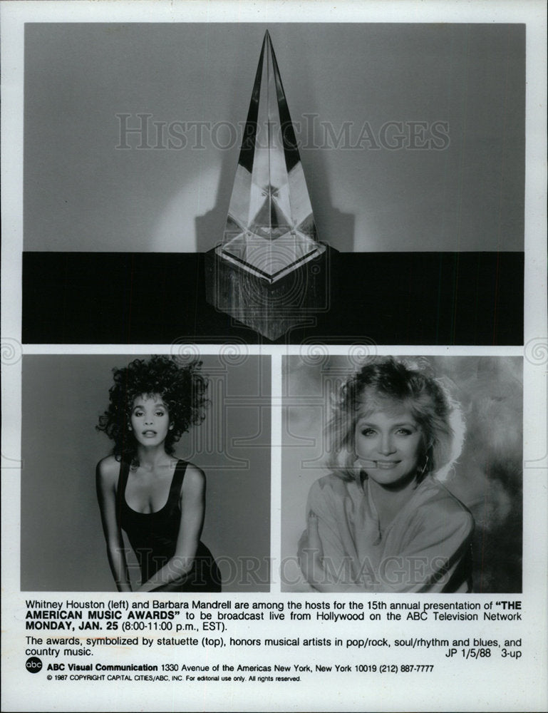 1988 Press Photo The American Music Awards Hosts  - Historic Images