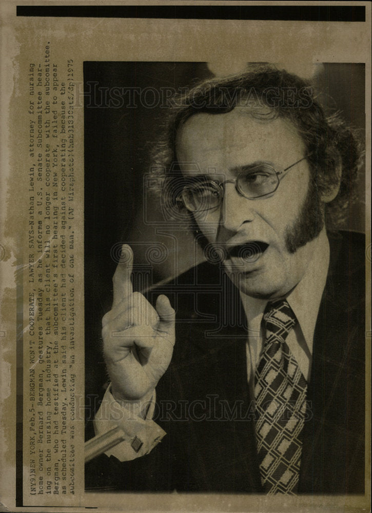 1975 Press Photo Nathan Lewin Attorney - Historic Images