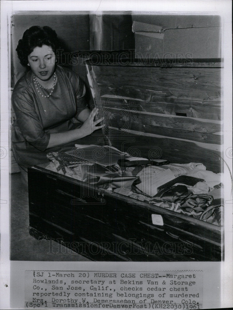 1961 Press Photo Mrs. Dorothy W. Demersseman Belongings - Historic Images