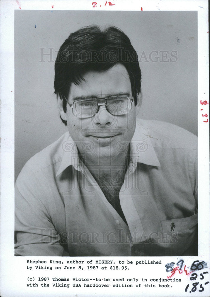 1987 Press Photo Stephen Edwin King American author fil - Historic Images