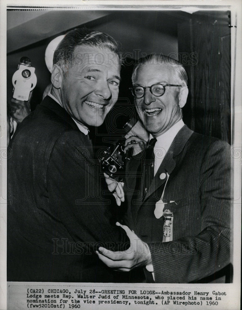 1960 Press Photo Ambassador Henry Cabot Lodge Rep Walte - Historic Images