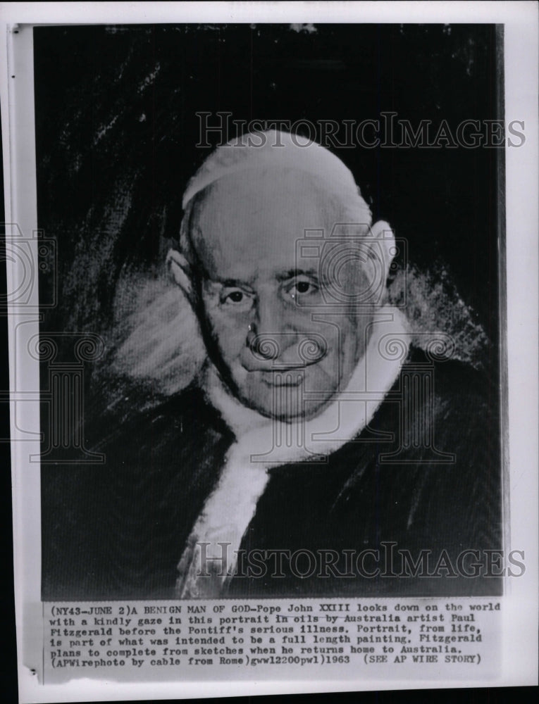 1963 Press Photo Pope John XXIII Oil Portrait Fitzgeral- RSA00135 - Historic Images