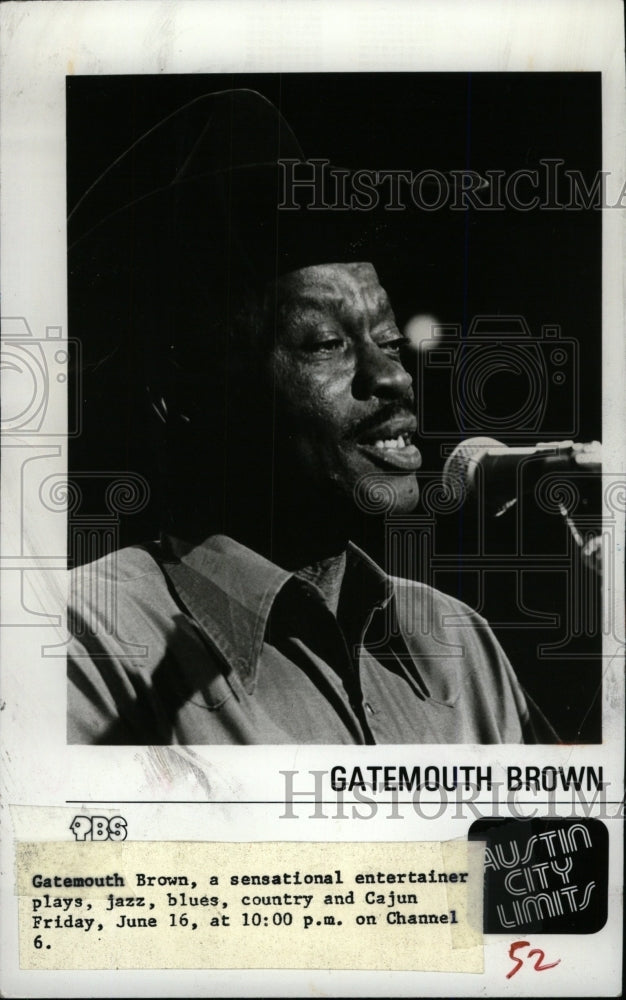 1978 Press Photo Gatemouth Brown entertainer play jazz- RSA00761 - Historic Images