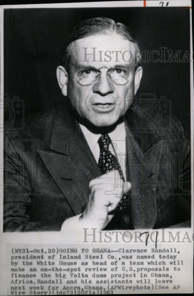 1961 Press Photo Inland Steel Co. President Randall- RSA00795 - Historic Images