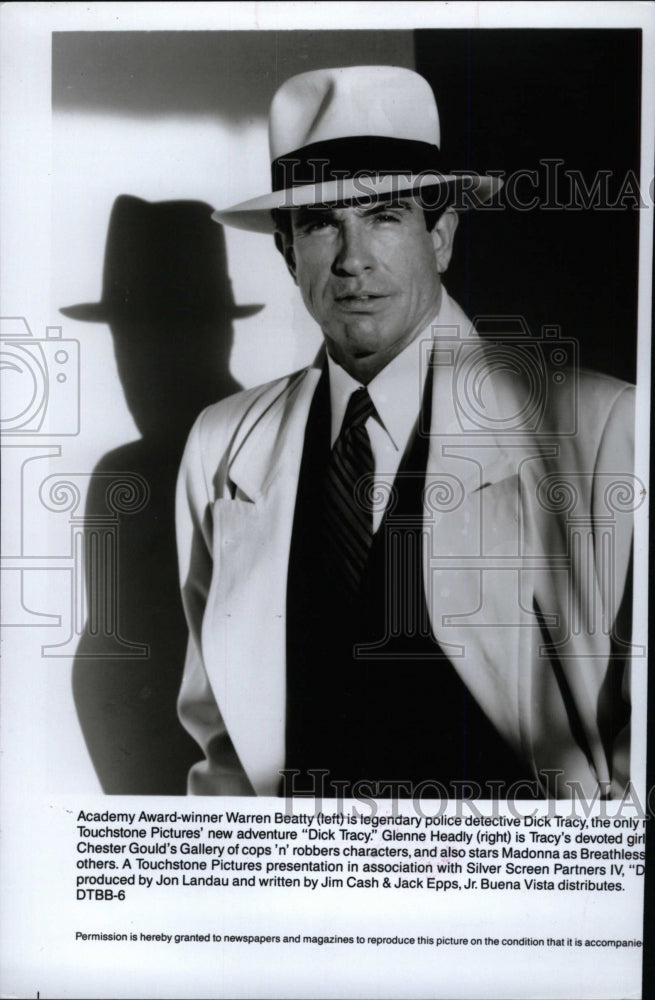 1970 Dick Tracy Warren Beatty Police Detect - Historic Images