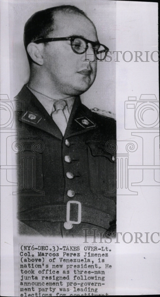 1952 Lt. Col. Marcos Perez Jimenez of Venez - Historic Images
