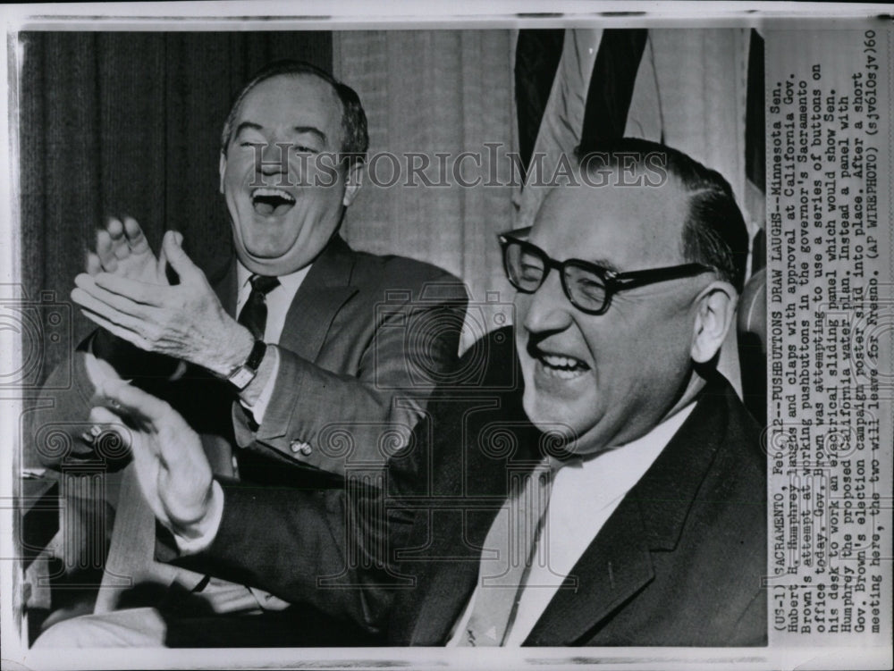 1960 Press Photo Minnesota Sen Hubert Humphrey Gov Brow- RSA02099 - Historic Images